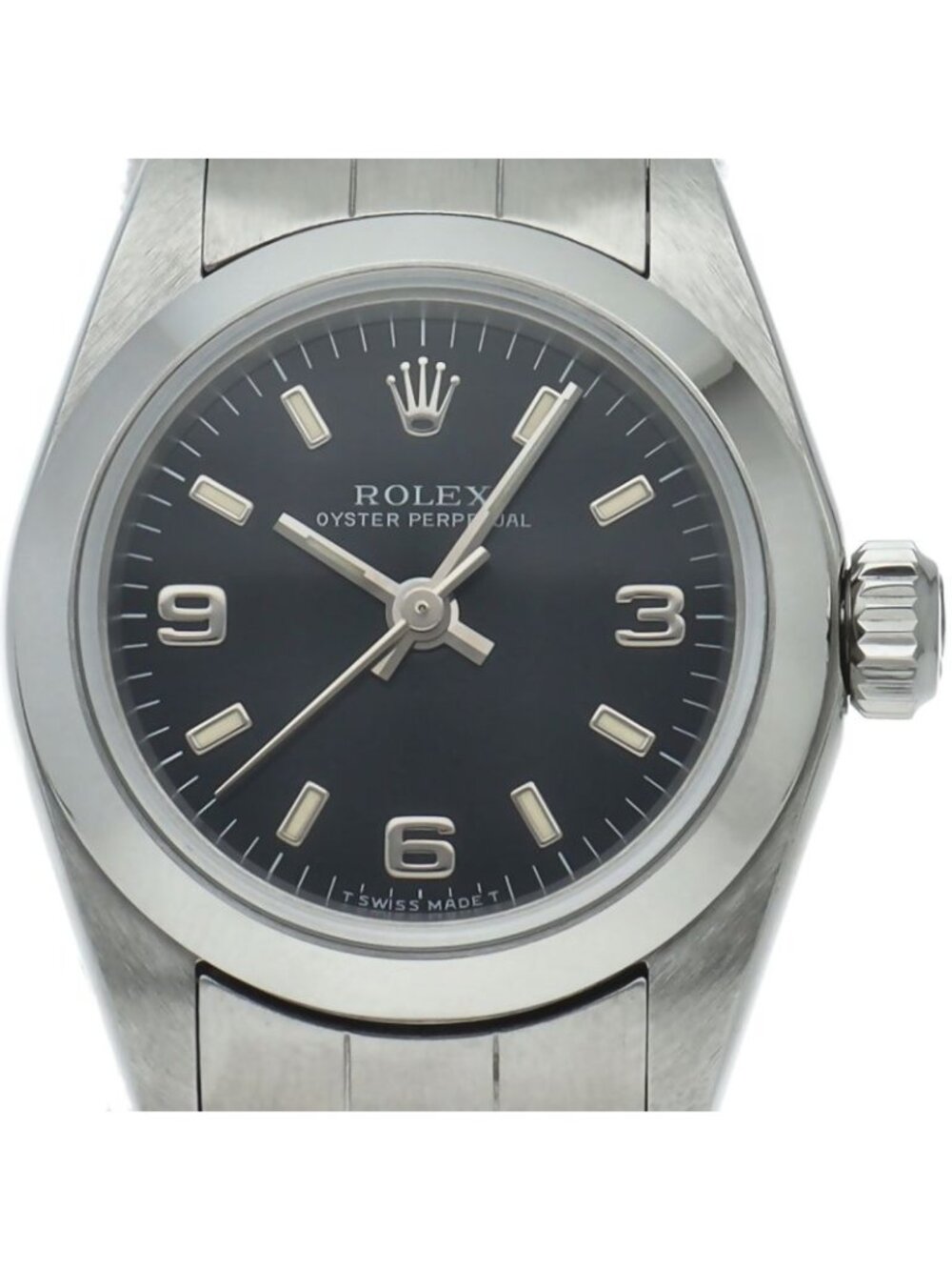Rolex Oyster Perpetual Watch SS Black Polished Beauty